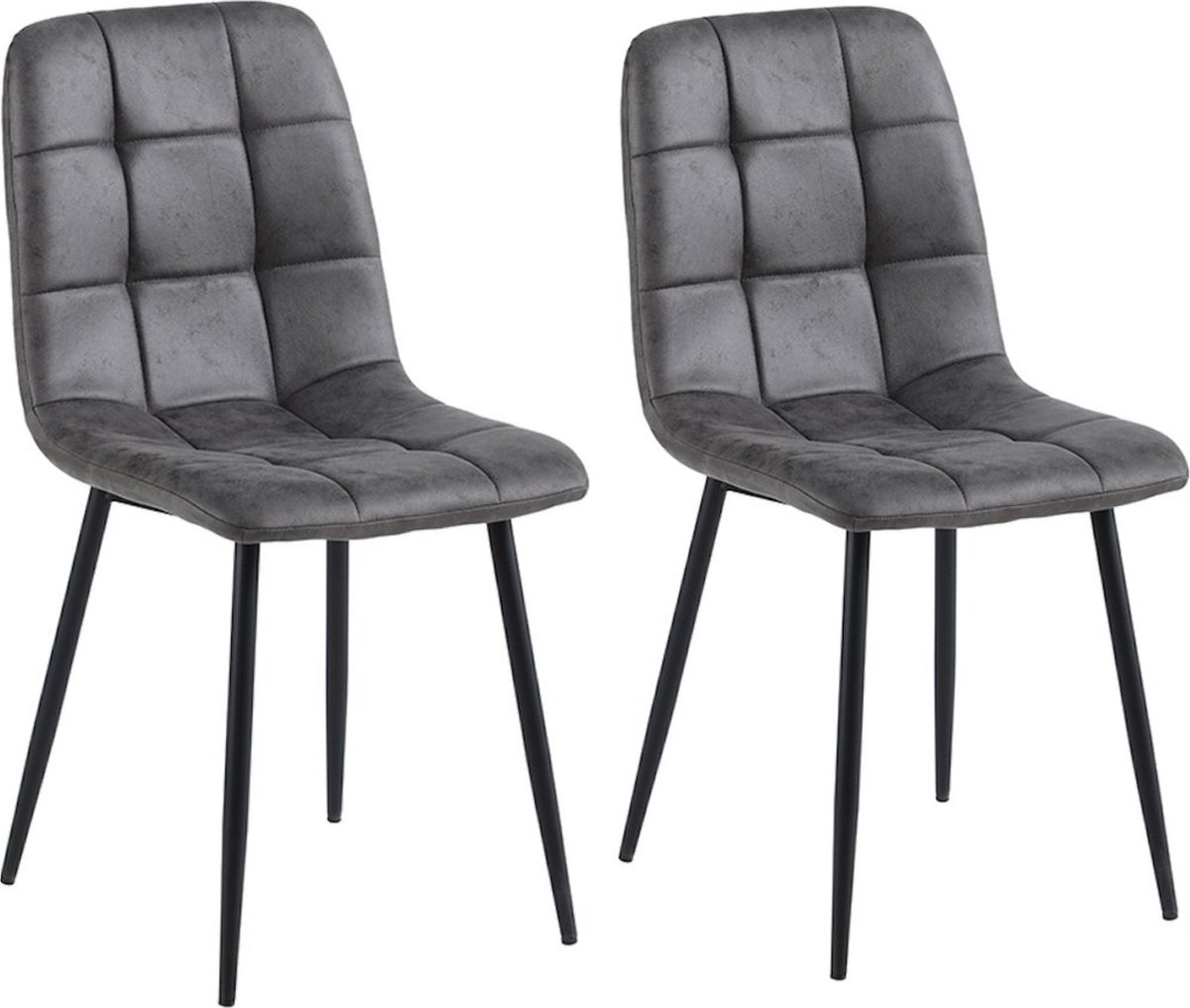 Colenis Ela Eetkamerstoel - Set Van 2 - Antraciet - Microvezel - Design