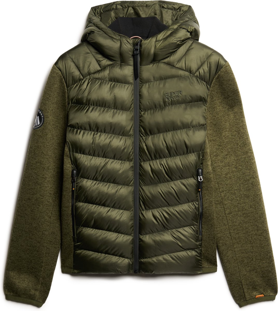 Superdry HOODED KNIT STORM HYBRID JKT Heren Jas Groen