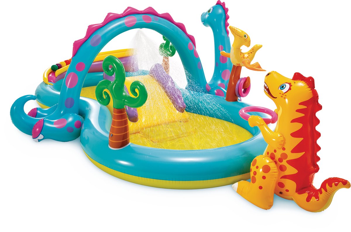 Intex Dinoland Opblaaszwembad met glijbaan - 302 x 229 x 112 cm — afbeelding 2