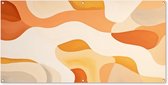 Tuinposter 160x80 cm - Tuindecoratie Oranje - Abstract - Kunst - Poster voor in de tuin - Buiten decoratie - Schutting tuinschilderij - Tuindoek muurdecoratie - Wanddecoratie balkondoek