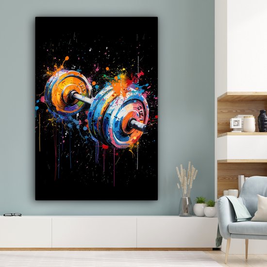 Peinture sur toile 120x180 cm - Décoration murale Graffiti - Sport - Fitness - Dumbbell - Gym - Décoration murale murale salon - Décoration chambre - Accessoires de chambre - Peintures