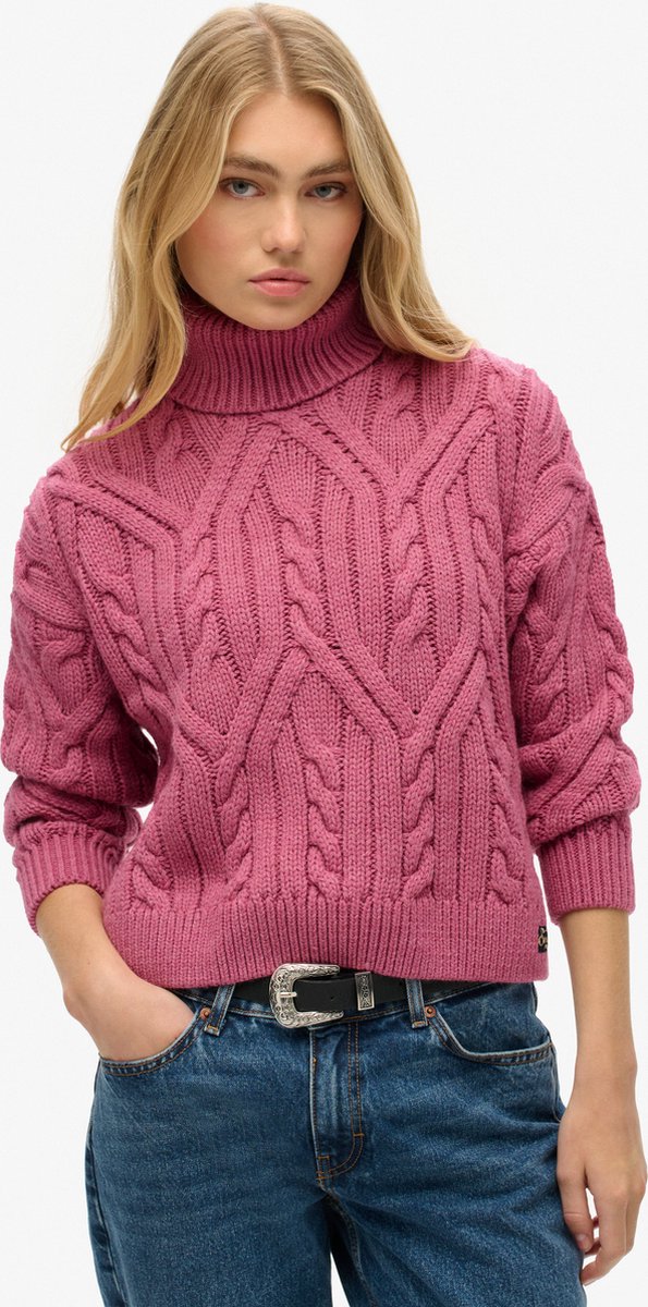 Superdry TWIST CABLE KNIT POLO JUMPER Dames Trui Roze
