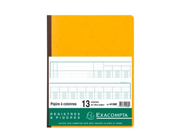 Exacompta Piqure 32x25cm Tête Paresseuse 13 Colonnes - Cahier Comptable 80 Pages