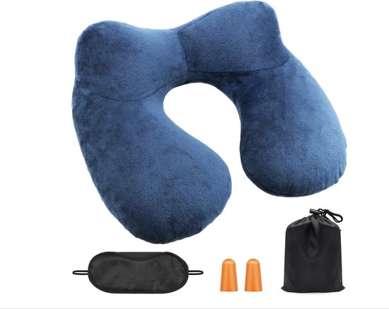 Opvulbaar Nekkussen voor op Reis, Opvulbaar Reiskussen Reisnekkussen Vliegtuig Nekkussen met Riemen 2 Stuks Zacht Fluweel Vulbaar voor Kleding Extra Bagage