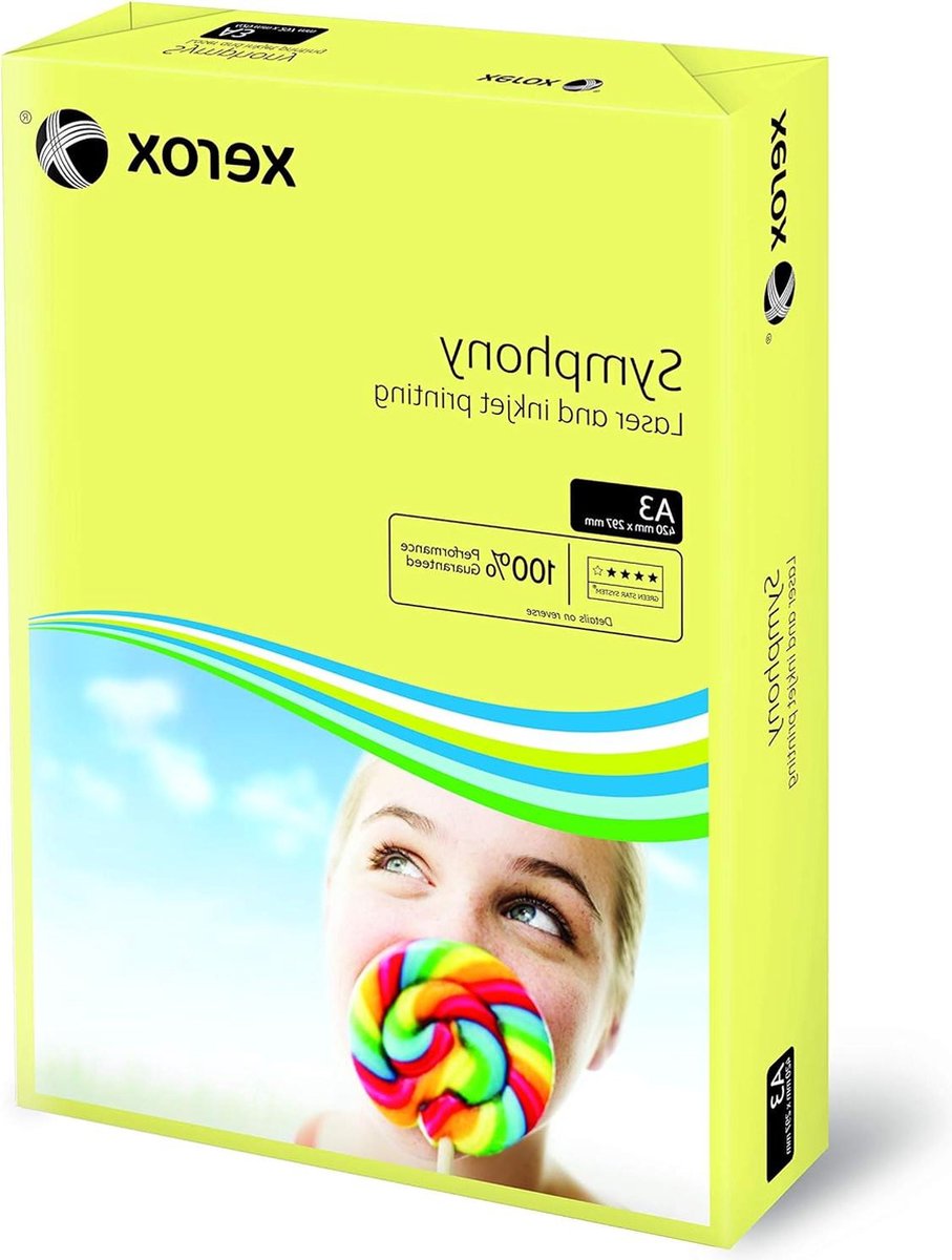 Gekleurd printpapier kopieerpapier Symphony pastel DIN A3 80 g m2 500 vellen Geel Geschikt voor kleurenlaser- en inkjetprinters