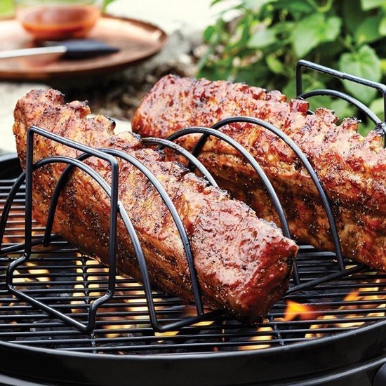 Spareribs Houder Grill - Rooster En Rib Houder Van Roestvrij Staal Bijlage Voor Het Bereiden Van 5 Spareribs En Braadstukken Op Gas En Houtskoolgrill Oven En Vaatwasmachinebestendig 33 X 29 X 8