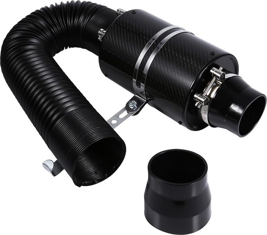 Kit Admission Air Froid Universel 76 Mm – Filtre à Air Fibre De Carbone + Tuyau 3 Pouces, Boost Puissance & Couple Auto/Moto