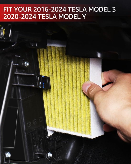 Filtres à Habitacle Tesla Model 3 / Model Y (2016-2024) Avec Charbon Actif - Lot De 2, Double Couche HEPA, Facile à Installer - 9