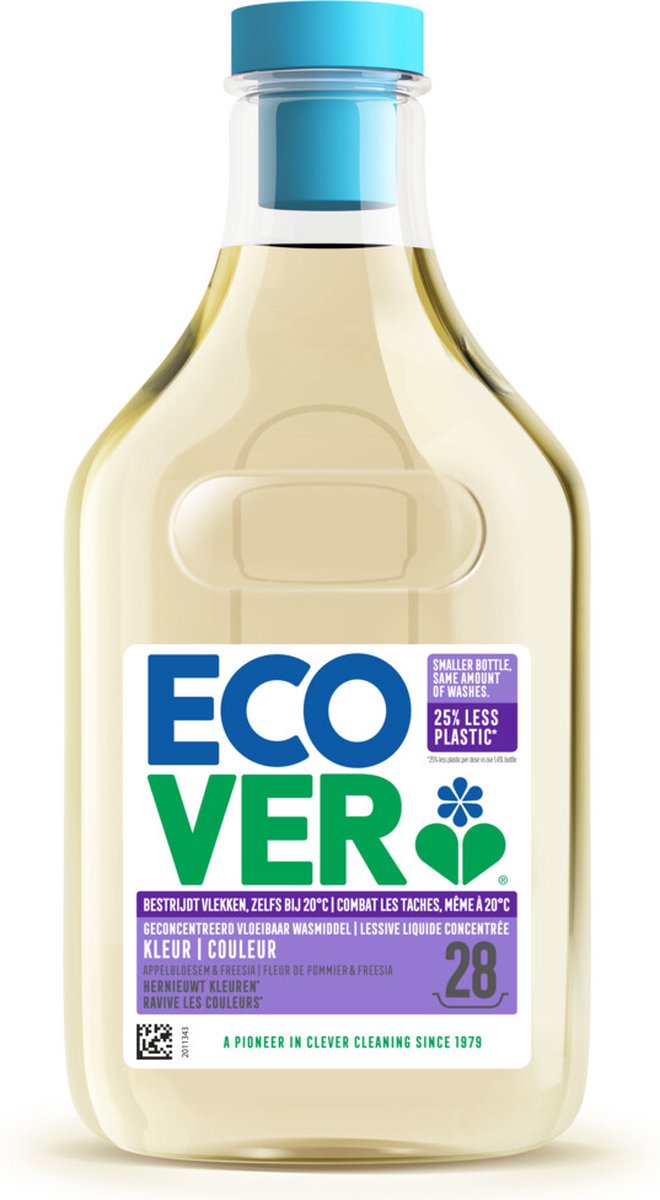 Goedkoopste 6x Ecover Geconcentreerd Vloeibaar Wasmiddel Color Appelbloesem & Freesia 28 Wasbeurten 1 liter