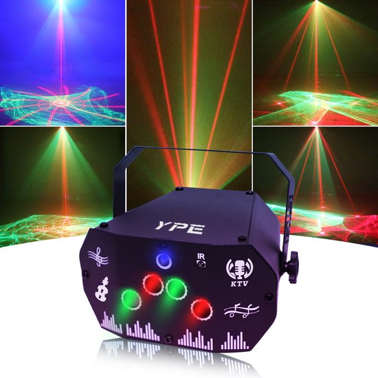 Foto: Ype discolamp party lights disco licht party laser mini disco lamp met droom effect lasers en led verlichting afstand bestuurbaar geluid gestuurd automatisch en stroboscoop effect