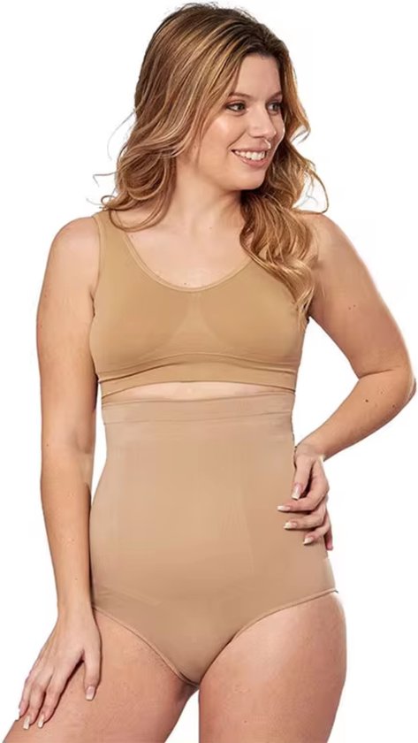 Corrigerende High waist slip voor dames - corrigerende onderbroek - Beige - Maat M/L - Ultrazacht - corrigerend ondergoed dames - Naadloos ondergoed dames - Seamless ondergoed dames - corrigerende string - Shapewear dames