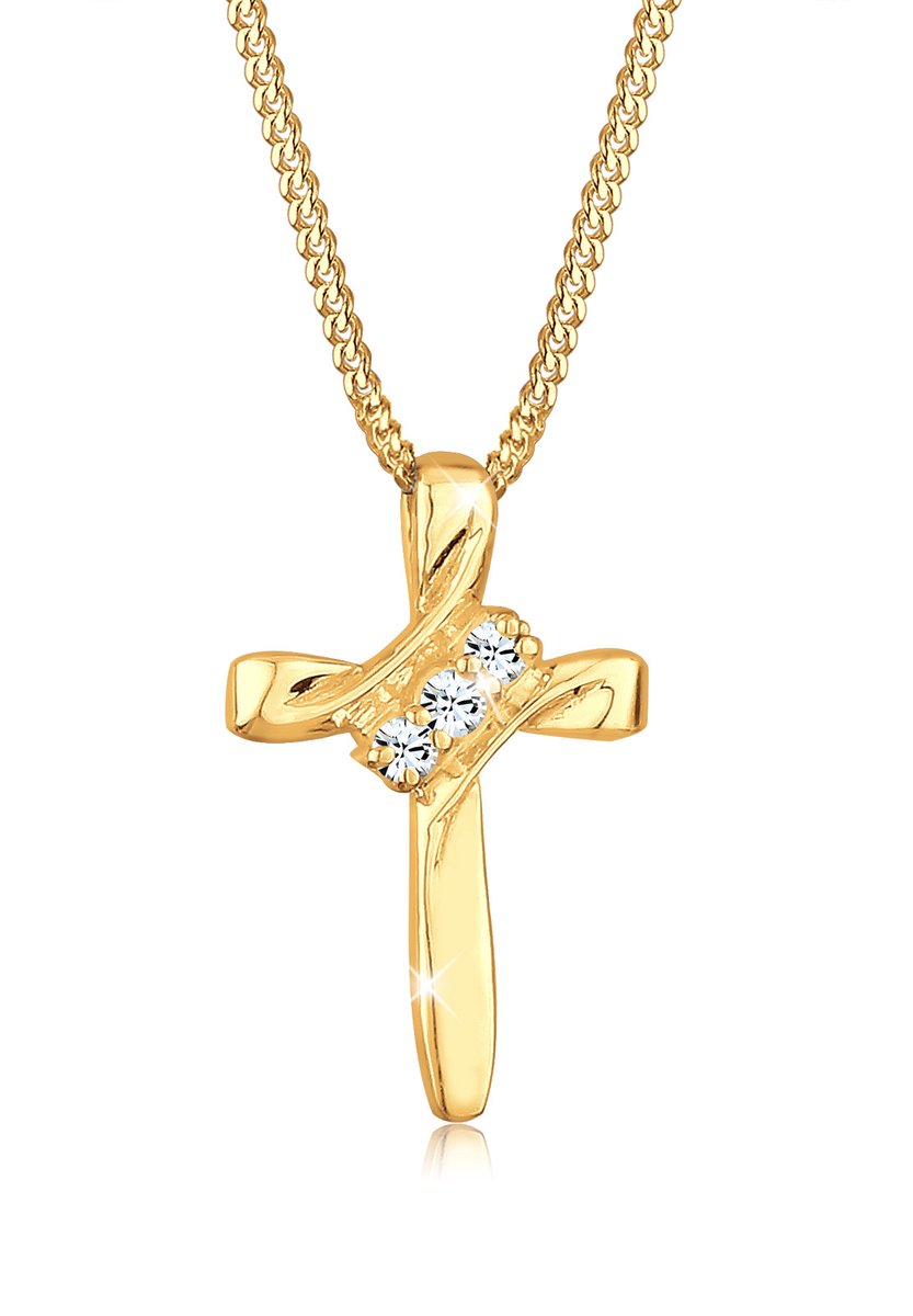Elli - Halsketting - Dames Kruis Religie met Kristallen in 925 Sterling Zilver - Dames
