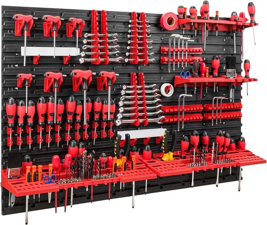 Element System DIY Basisset – metalen gereedschapswand, ideaal voor het opbergen van gereedschappen in werkplaats en kelder, 2 stalen platen 800 x 200 mm, wit