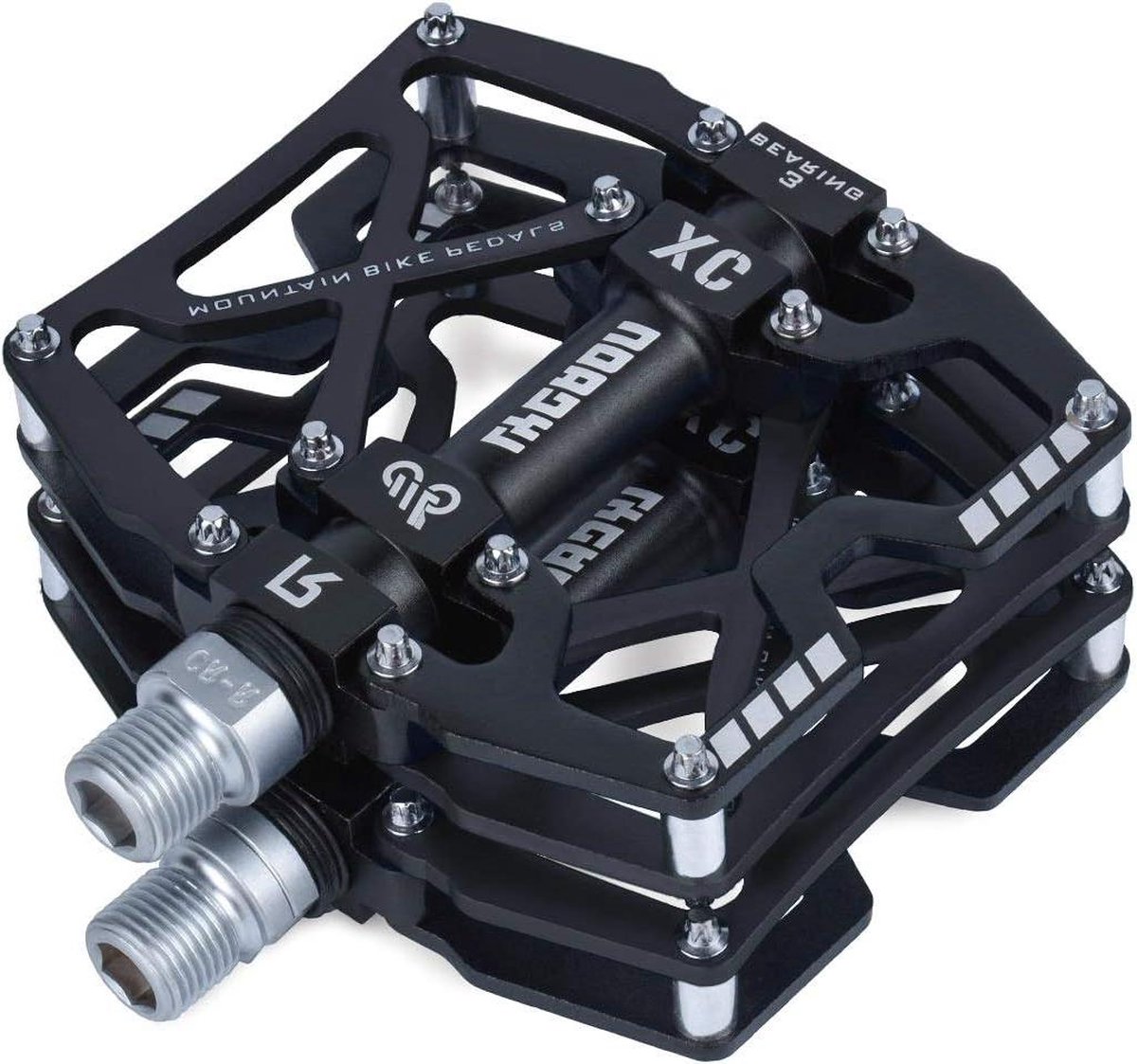 Fietspedalen - antislip pedaal van CNC-aluminiumlegering - 3 lagerpedalen voor BMX MTB - 9/16 inch - zwart