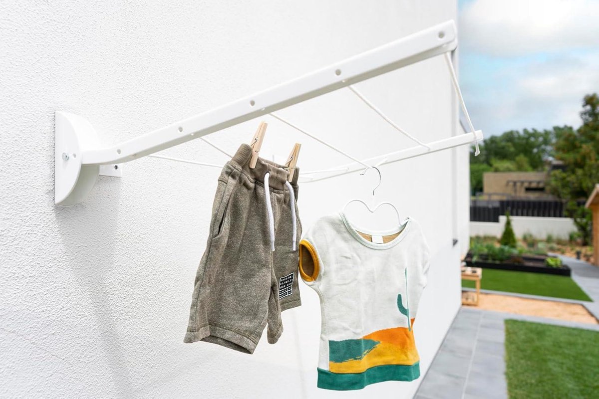 Opvouwbare witte muurkleding Airer - Ruimtebesparende kledingdroger