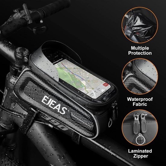 Foto: Fietsframetas 7 inch tpu touchscreen stuurtas waterdicht telefoonhouder mountainbike racefiets e bike