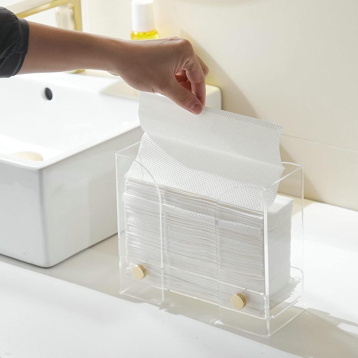 Servethouder Voor Badkamer Of Keuken - Acryl - Gastendoek - Papier Handdoeken - Opberglade - Opslag en Organisatie - Diner Servet