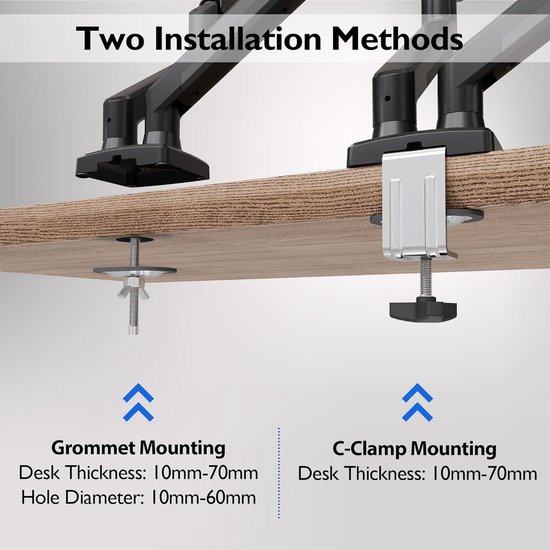 Viozon 2-in-1 monitorhouder, verstelbare gasarm voor dubbele monitoren, met laptopvak van 12 tot 17 inch Viozon 2-in-1 monitorhouder, verstelbare gasarm voor dubbele monitoren, met laptopvak van 12 tot 17 inch