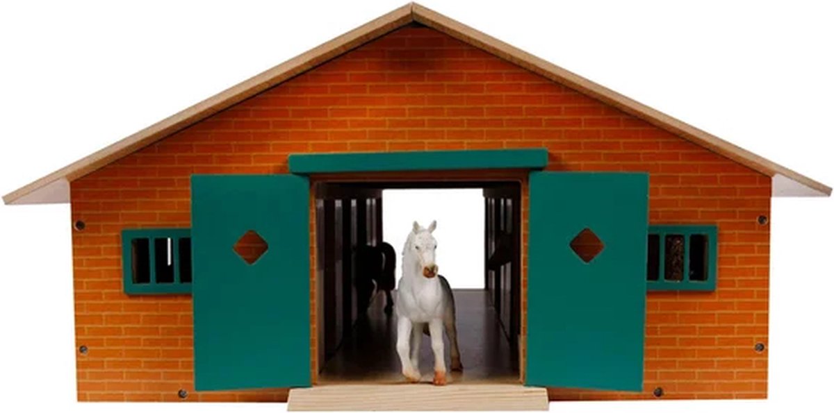 Kids Globe Paardenstal Hout Met 9 Paardenboxen 1:32 — afbeelding 8