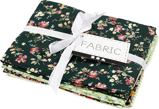 Tissu patchwork, 45x55 cm, 100 g, vert, 4 pièces, 1 pelote