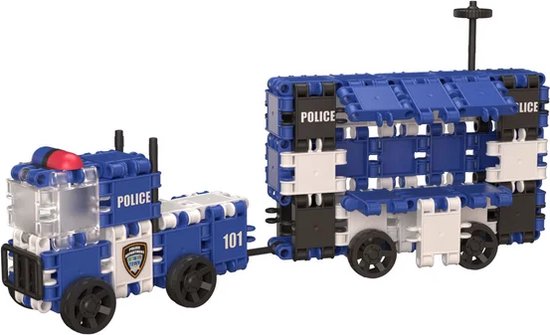 Clics Politie 8-in-1 bouwblokken– DUURZAAM SPEELGOED gemaakt van GERECYCLEERDE kunststof- bouwset 8 in 1 - speelgoed 4,5,6,7,8 jaar jongens en meisjes- educatief speelgoed- Montessori speelgoed- constructie speelgoed