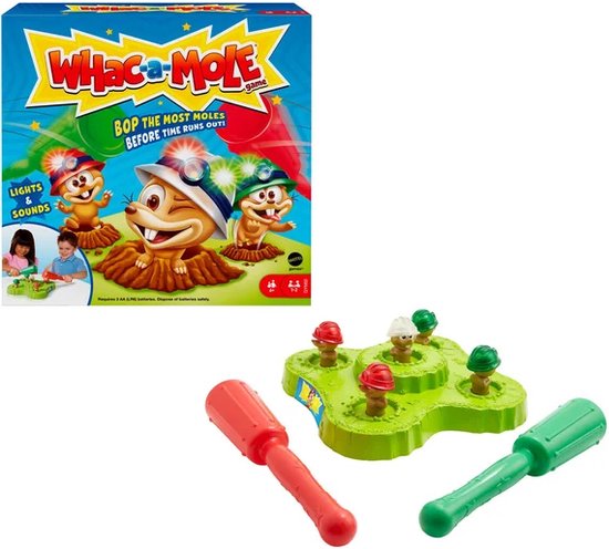 Mattel Mollen Meppen Arcadespel – Met Hamers, Licht En Geluid, Voor 1-2 Spelers, Vanaf 4 Jaar