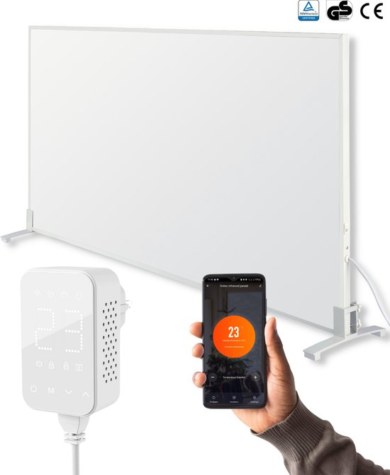 Infrarood Verwarmingspaneel 800 Watt met Wifi thermostaat - Elektrische verwarming - Vrijstaand - Wit