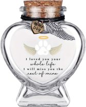 Glazen urntje voor hond - flesje voor overleden hond met opdruk - Pet Memorial vacht of as van hond - 6.5 x H 8 cm - mini urn - moderne urn - urn - memorial flesje- urn hond