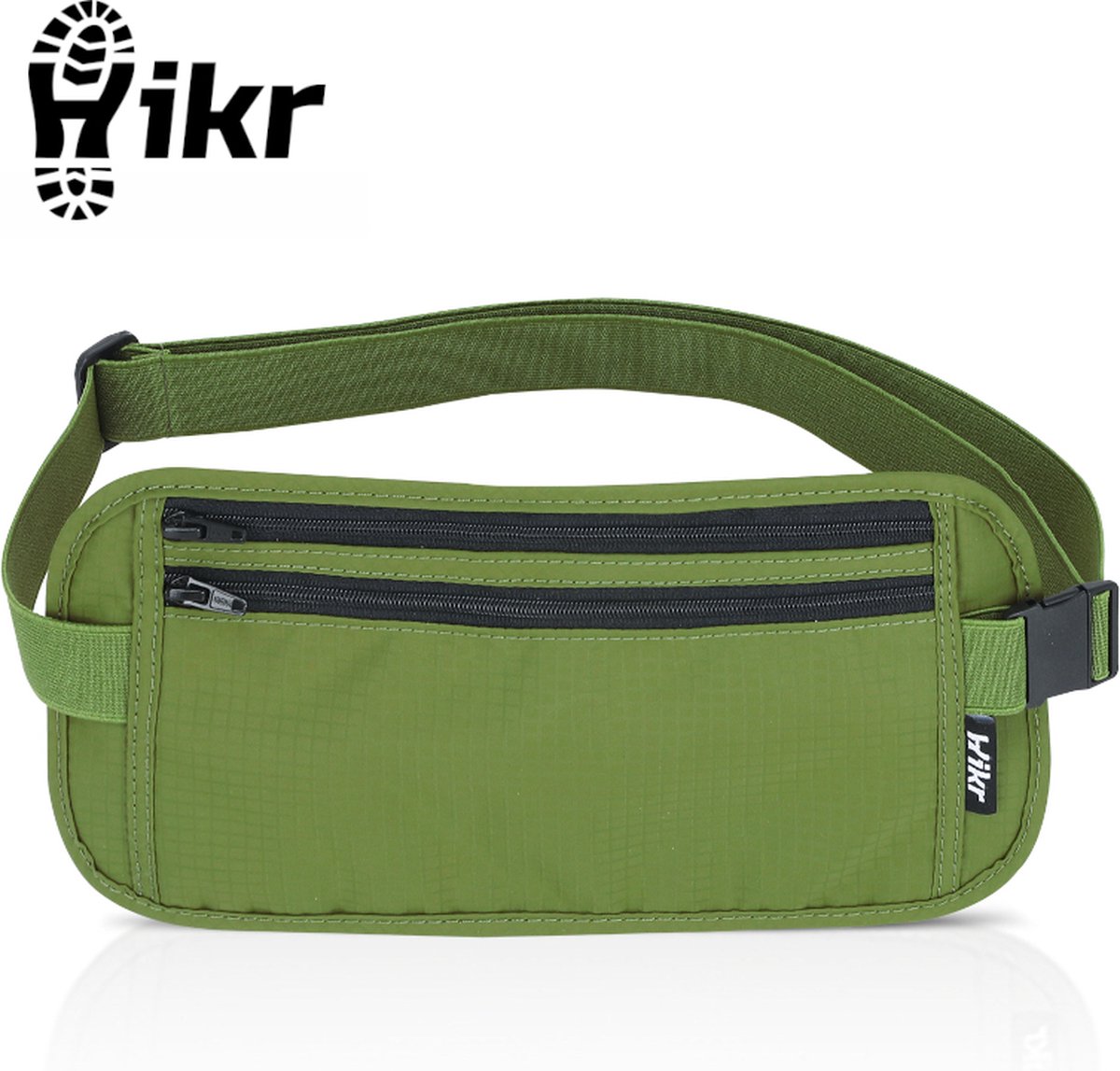 Hikr Moneybelt – Premium Reisportemonnee – 100% RFID-bescherming – Spatwaterdichte Geldriem, Heuptasje & Buideltasje – Onzichtbaar – Unisex – Groen
