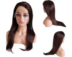 Frazimashop- Braziliaanse Remy Dames golf pruiken -24 inch 60cm- lichtbruine #4- 100 % human hair body wave wigs - 13x4 lace front wig