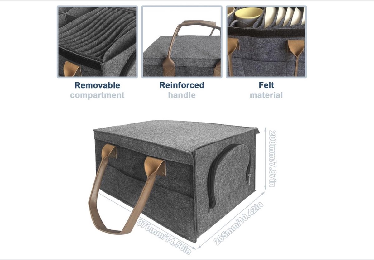 2 stuks vilten bordenhouders en bekerhouders voor camping, servies