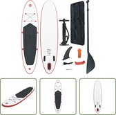 Bol.com The Living Store SUP Board - Inflatable Stand Up Paddleboard - 390 x 81 x 10 cm - Red and White - EVA and Aluminium aanbieding
