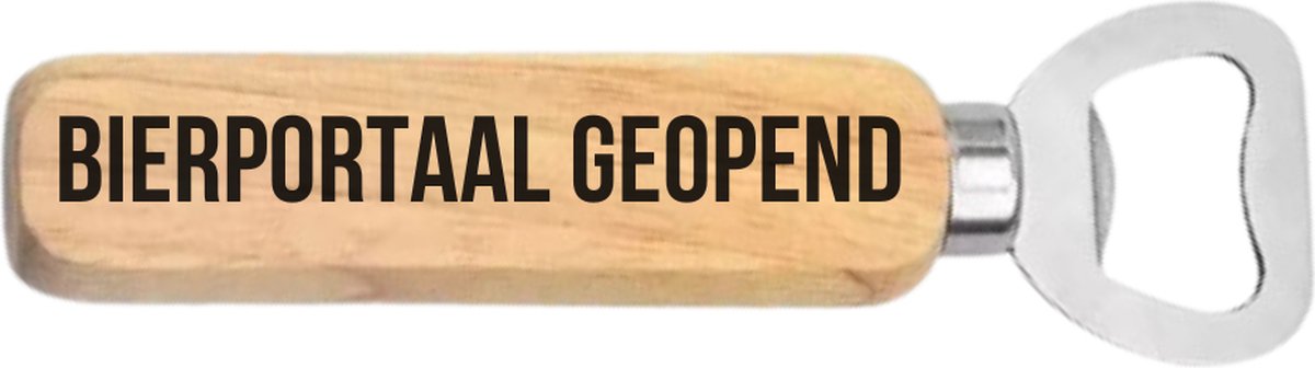 Bieropener 'Bierportaal geopend' JM Woods - Bieropener - Flesopener - Opener voor bier - Hout - RVS - Bierportaal geopend