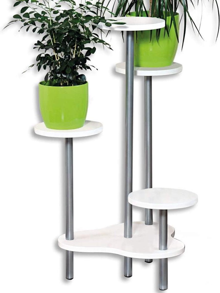 Green Harmony Bloemenstandaard 17278 planken wit gelakte spaanplaat bloemenrek etağerek 645 x 725 x 46 cm Green Harmony Plantentafel 1.0