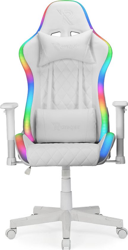 Ranqer Halo Gamestoel RGB / LED - Gaming Chair - RGB verlichting - Gaming Stoel met licht - Wit