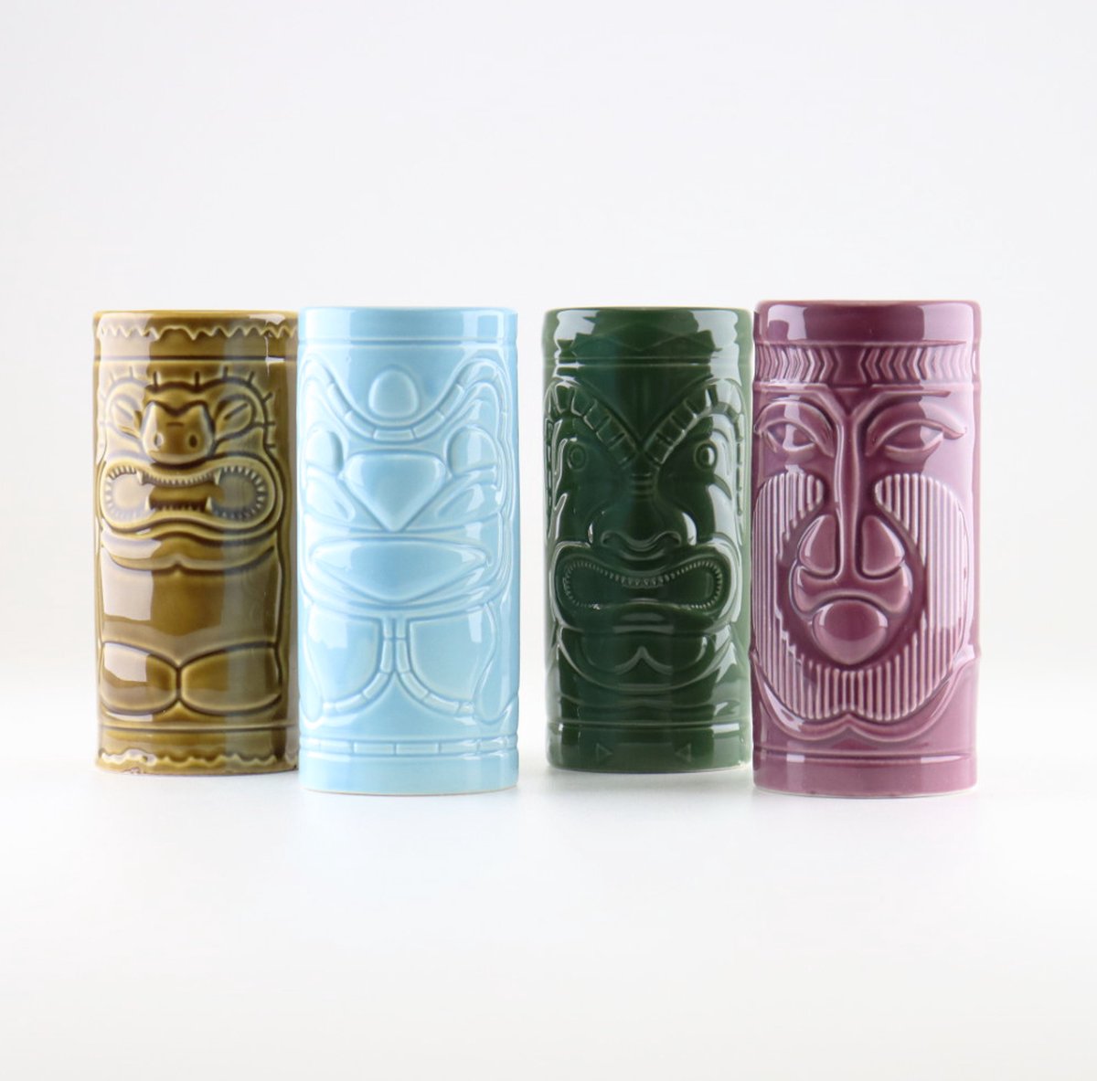 Tiki bekers - Set van 4 - Tiki Cocktail Glas - Mokken - Cocktail set - Tiki drink beker - Drinkbeker - Hawaii Cocktail - Cave & Garden