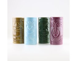 Tiki bekers - Set van 4 - Tiki Cocktail Glas - Mokken - Cocktail set - Tiki drink beker - Drinkbeker - Hawaii Cocktail - Cave & Garden