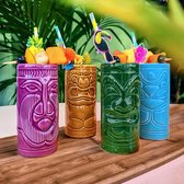 Tasses Tiki - Set de 4 - Glas à cocktail Tiki - Tasses - Ensemble à cocktail - Tasse à boisson Tiki - Tasse à boire - Cocktail hawaïen - Cave & Garden
