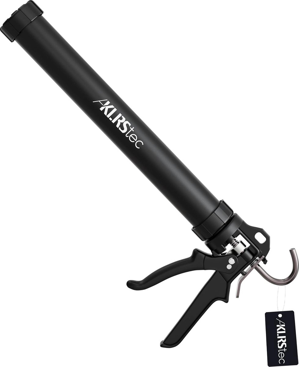 KLRStec PRO XL 600 ml Kitspuit - Gesloten professioneel 4K-zak kitpistool voor alle gangbare 310-600 ml afdichtings en lijmpatronen (siliconen, acryl, klei, enz.) met kitspuiten accessoires