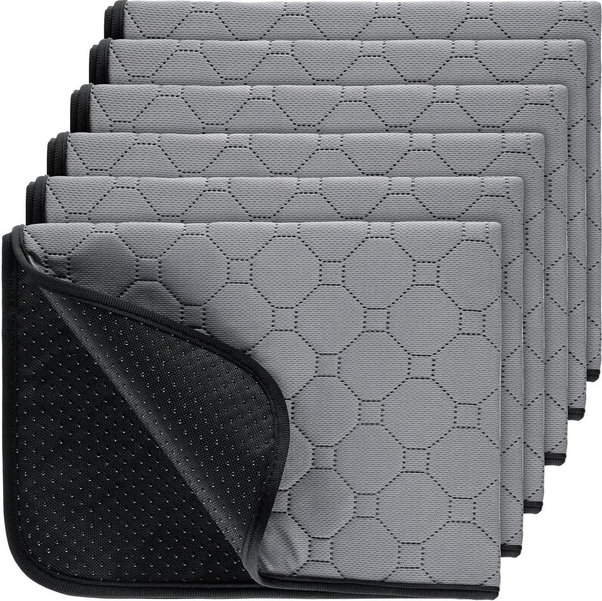 6 stuks wasbare plaspads herbruikbare plaspads absorberend gelaagde waterdichte mat doek werppad potje voor thuis reizen krat training pad, gemakkelijk schoon te maken (grijs, 40 x 61 cm