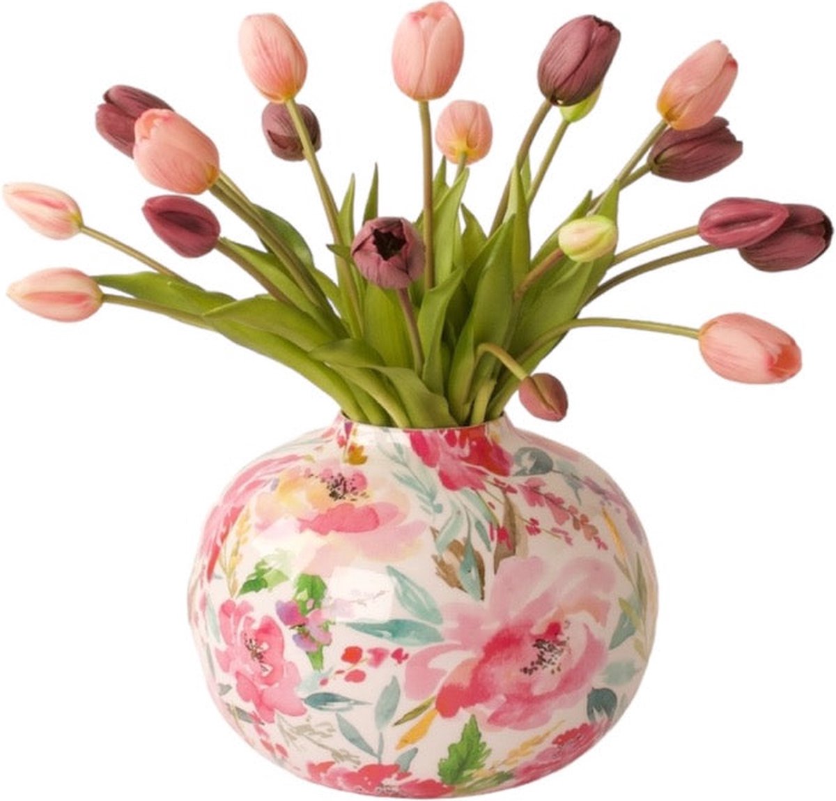 WinQ - Kunsttulpen Boeket in Roze en Mauve - Boeket kunstbloemen - Tulpen 40cm- 20stuks.