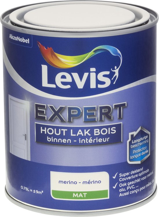 Boîte de peinture Levis Expert Bois Intérieur Mat Mérino, 0,75L. Protection longue durée. Couverture optimale.