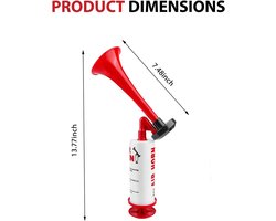 Veelzijdig gebruik rode luchthoorn met pomp - opblaasbaar fanfare perslucht signaal voor wedstrijden, transport, brandalarm en feesten. Luchthoorn