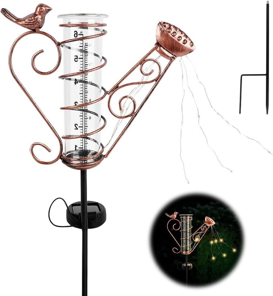 Regenmeter voor tuin glas regenwatermeter Regenmeetgereedschap decoratie voor binnenplaats terras YANGUN Landschapstuin ornament (ijzeren ketel) Regenmeter