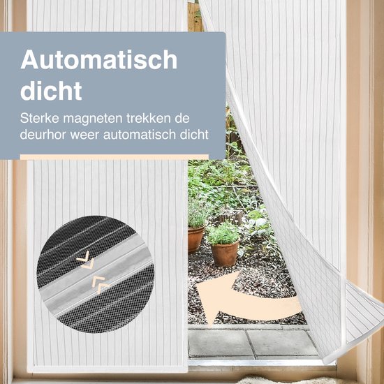 ForDig Vliegengordijn 100x213cm - Glasvezel A-kwaliteit - Luxe Deurhor Magnetisch - Horgordijn – Vliegengordijn – Hordeur - Wit