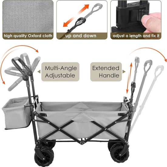 T&L Store® Opvouwbare Bolderkar - Kruiwagen - Bolderwagen - Transportwagen - Poedercoated Staal - 100kg Gewichtcapiciteit - Blauw - 86x50x78cm — afbeelding 5