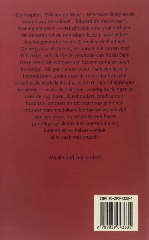 Boekrug met tekst over Roald Dahl. ISBN 90-290-4333-4.
