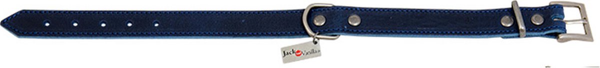 Jack and Vanilla halsband leder blauw Vintage Timeless 45 cm x 25 mm nekomtrek 32 - 39 cm met matte chroom.