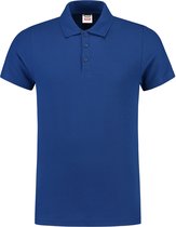 Polo bleu Tricorp à boutons, manches courtes et col droit.