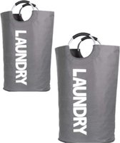 Bol.com Opvouwbare wasmanden Set van 2 82 liter inhoud wasmand met handvat Grote Wasmand Opvouwbare Waszak 38 x 24 x 72 cm aanbieding